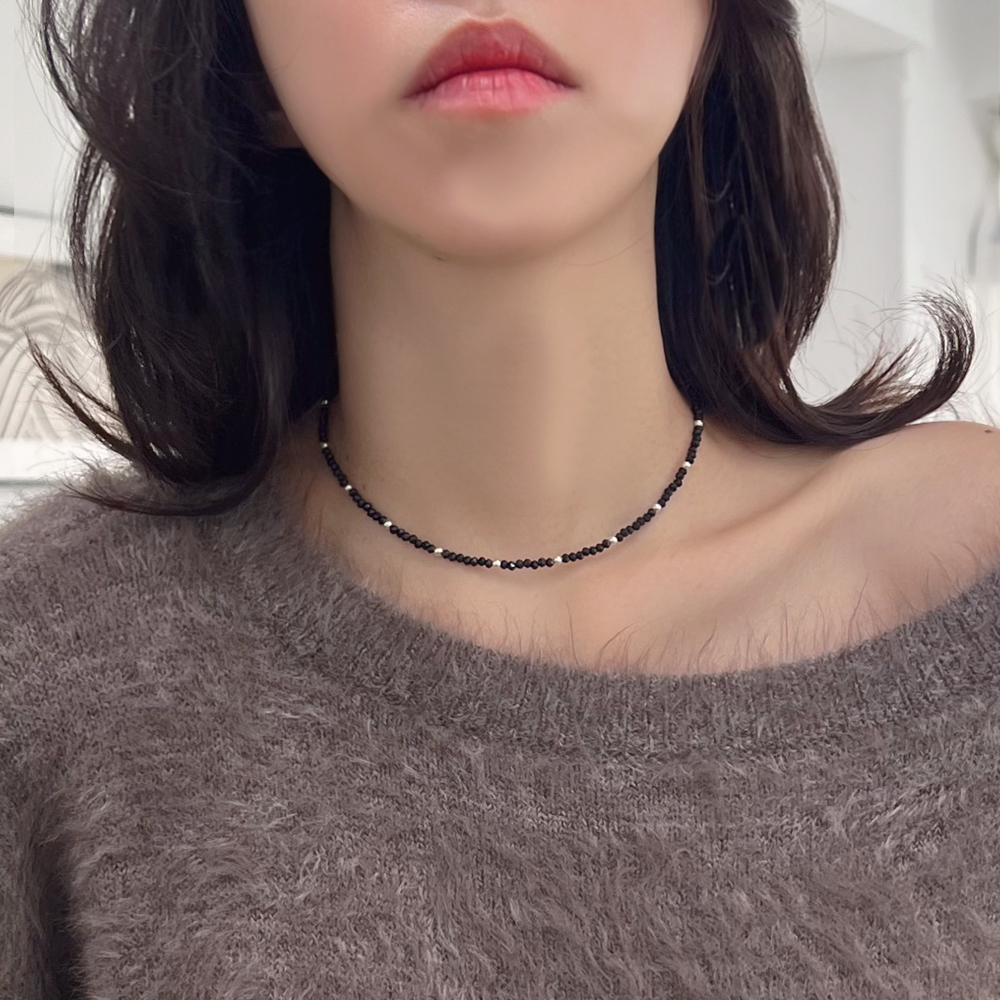 구슬 비즈목걸이 진주 원석 초커 카프비즈 믹스 네크리스 상세 이미지 4
